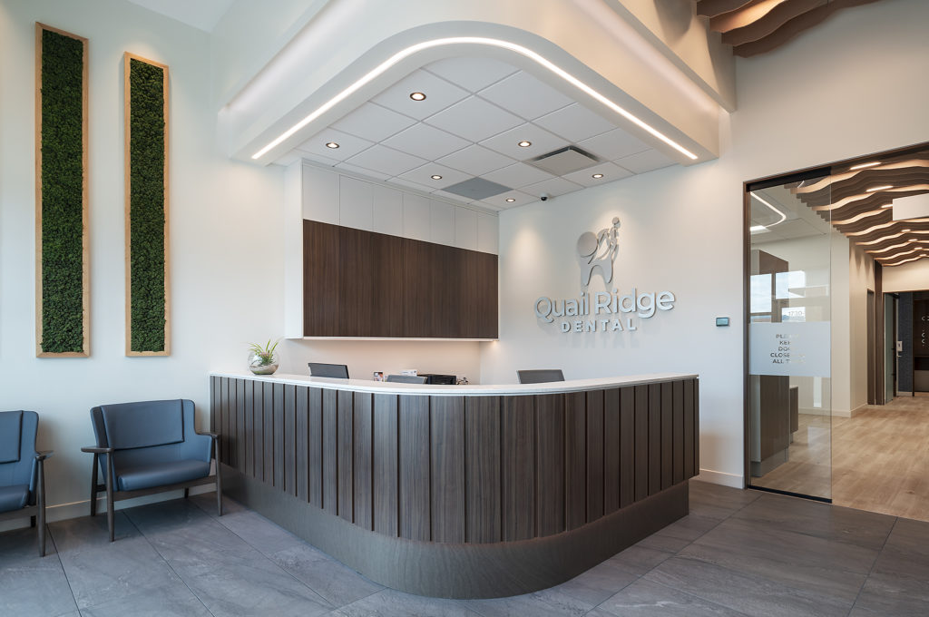 Reception area of Quail Ridge Dental in Kelowna, BC.