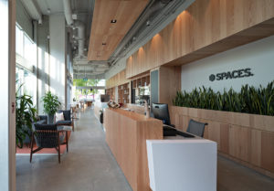 Kelowna Spaces flexible office space with wooden accents and custom millwork, tenant improvements by Chriscan Construction
